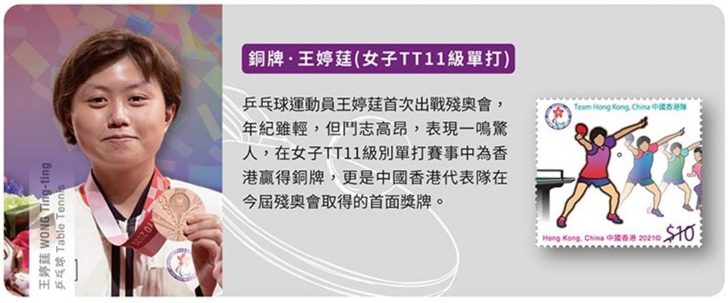 香港郵政在12月9日推出香港殘奧代表團紀念郵票。